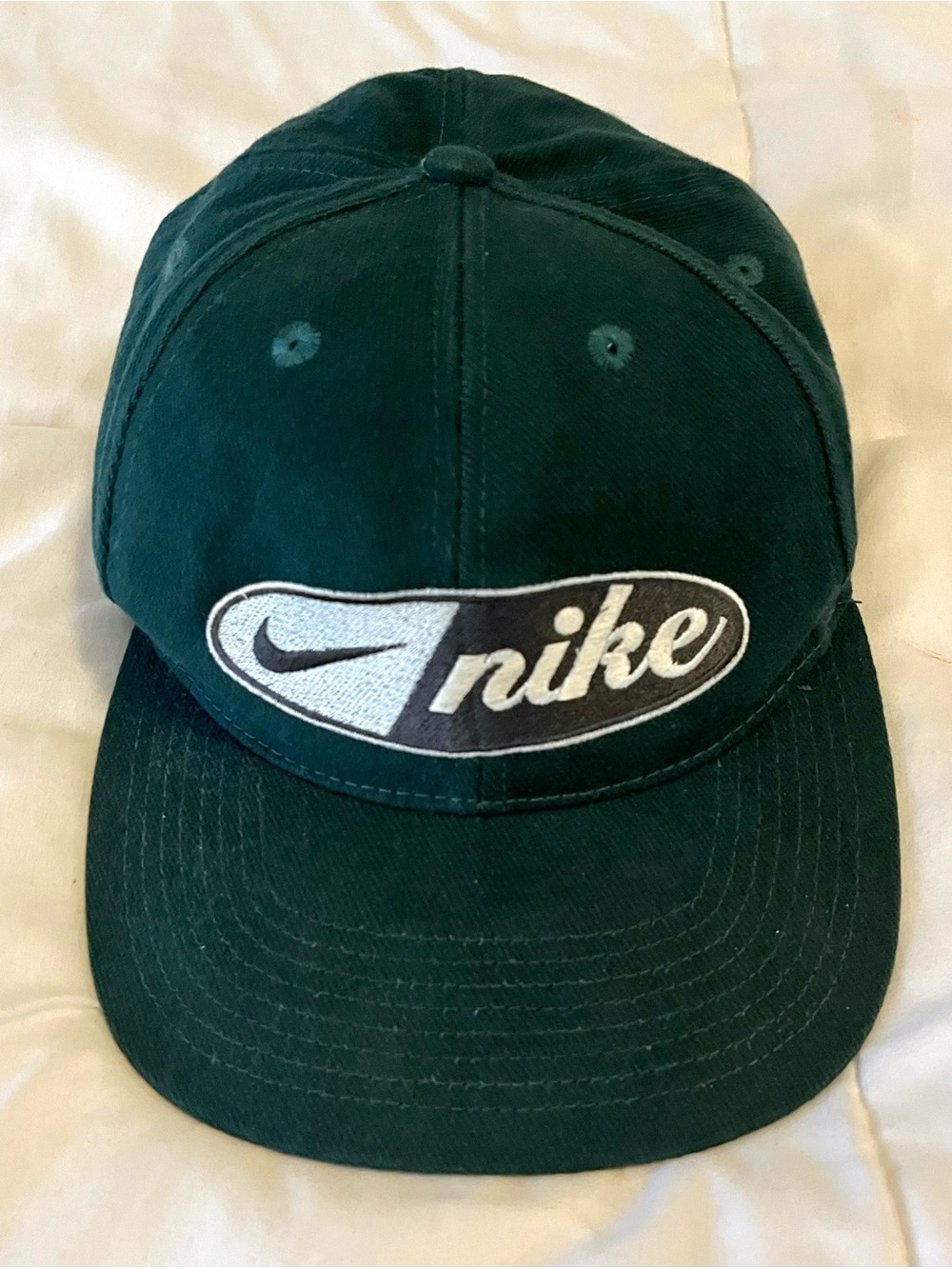 Vintage 90s Green Nike Swoosh Oval Logo Snapback Hat one size